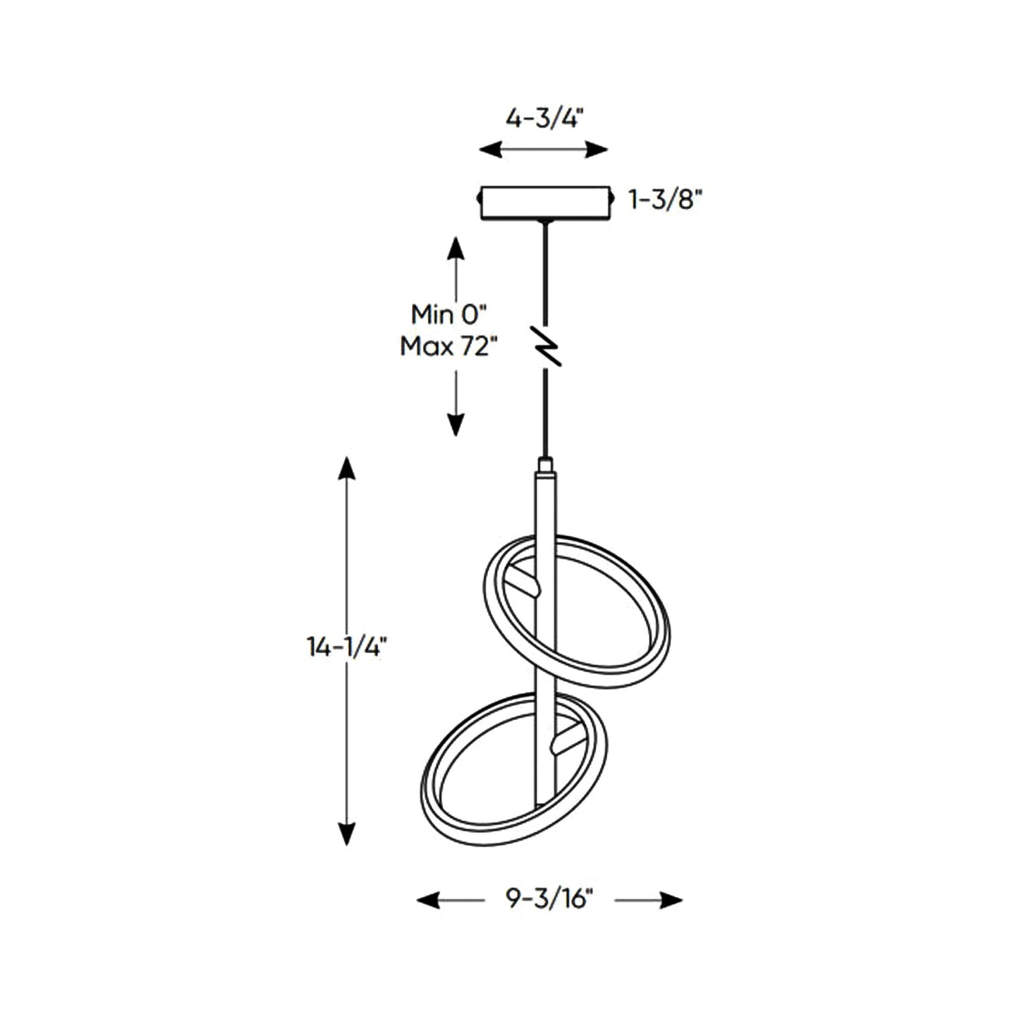 Olympia 2-Ring LED Pendant Light - line drawing.