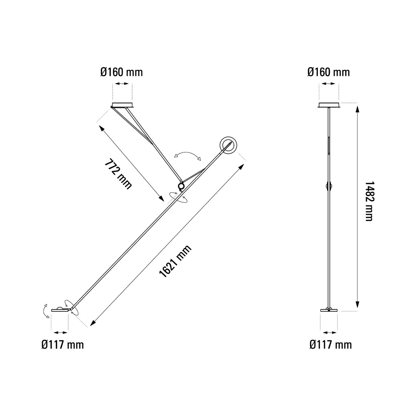 Aaro LED Pendant Light - line drawing.
