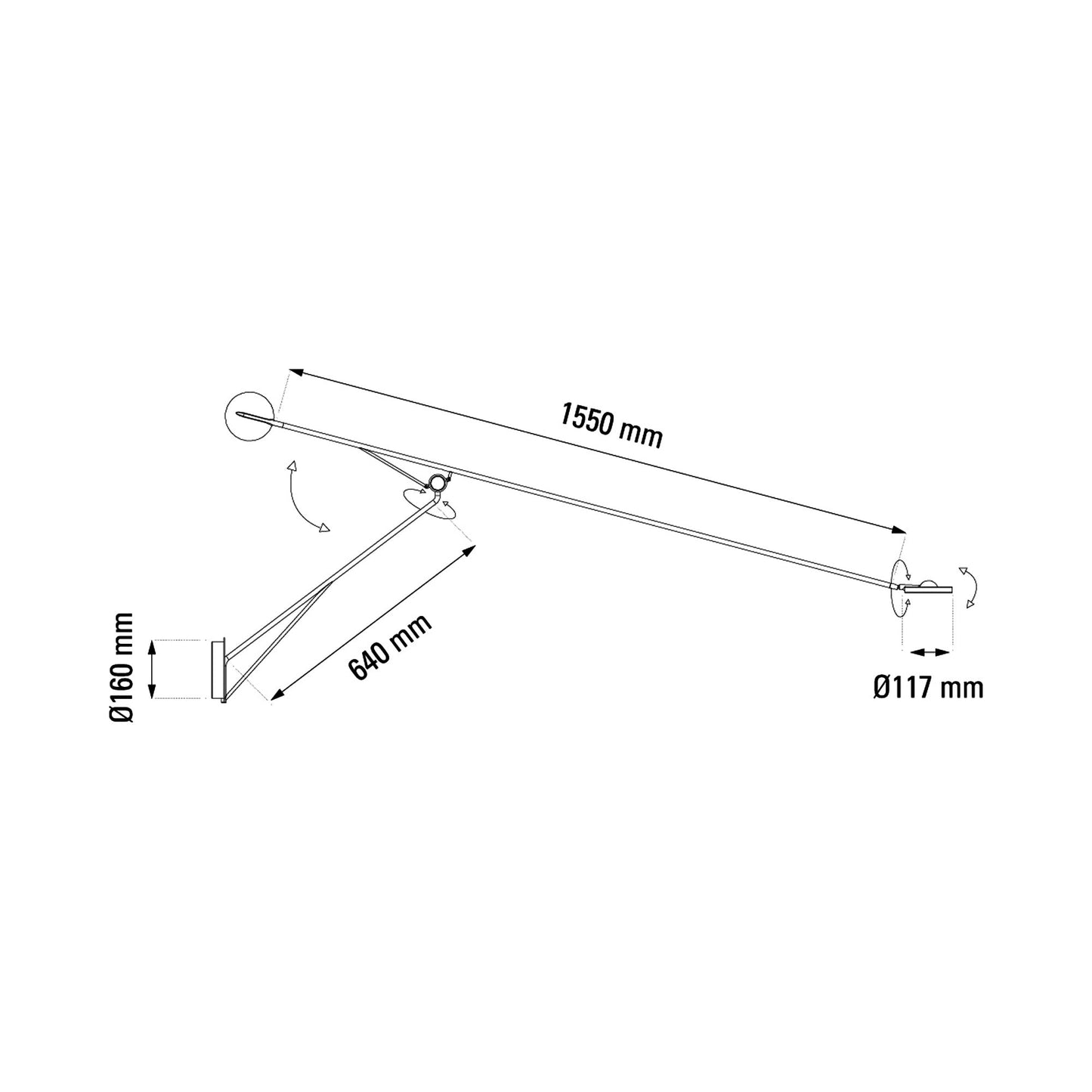 Aaro LED Wall Light - line drawing.
