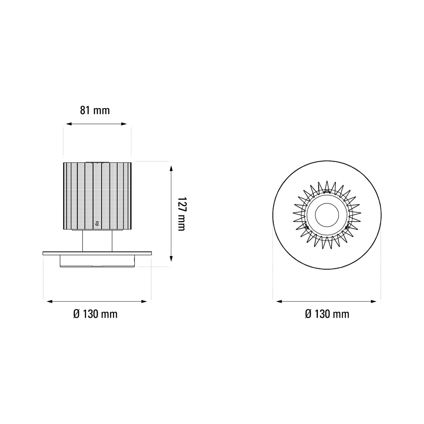 In The Sun LED Table Lamp - line drawing.