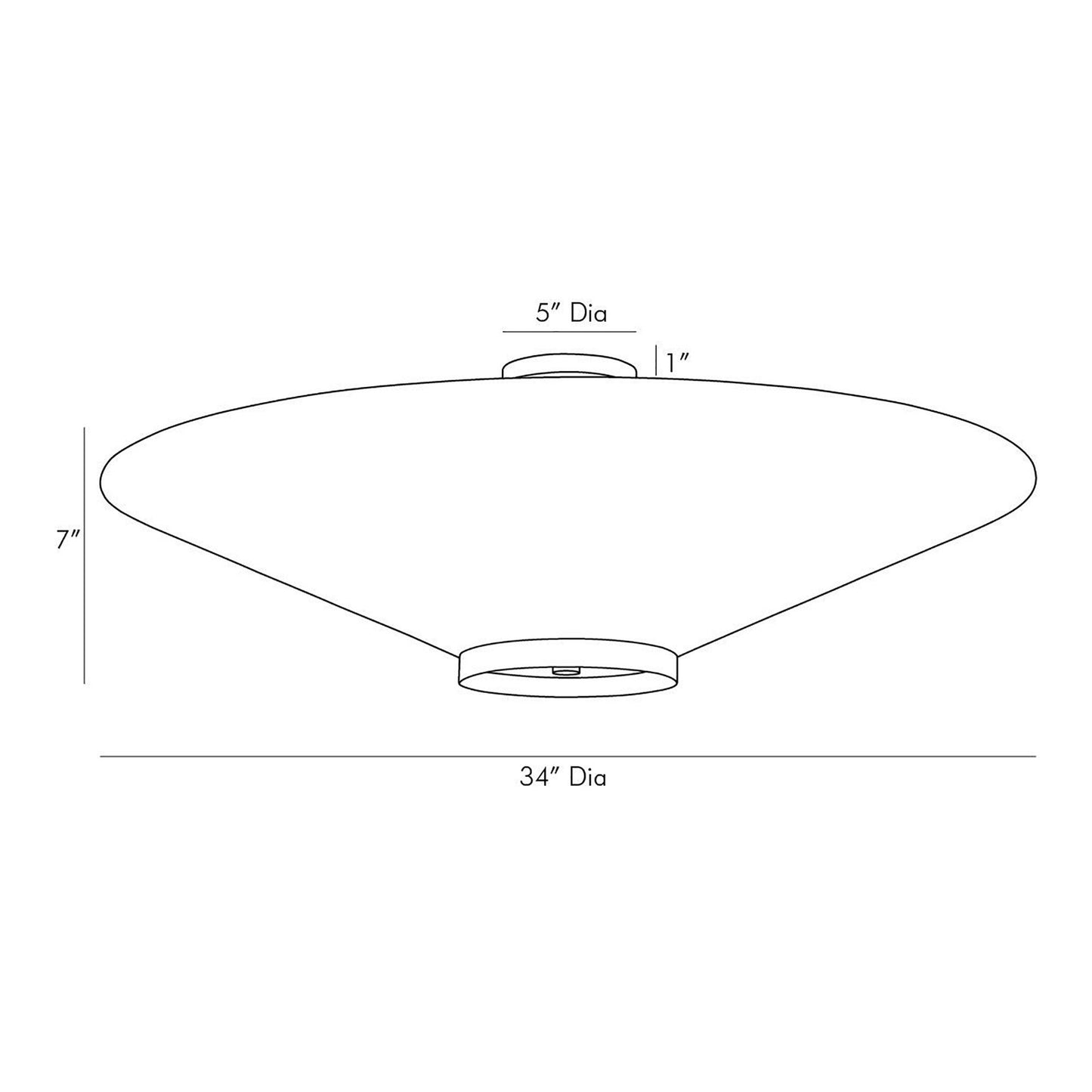 Decker Semi-Flush Mount Ceiling Light - line drawing.