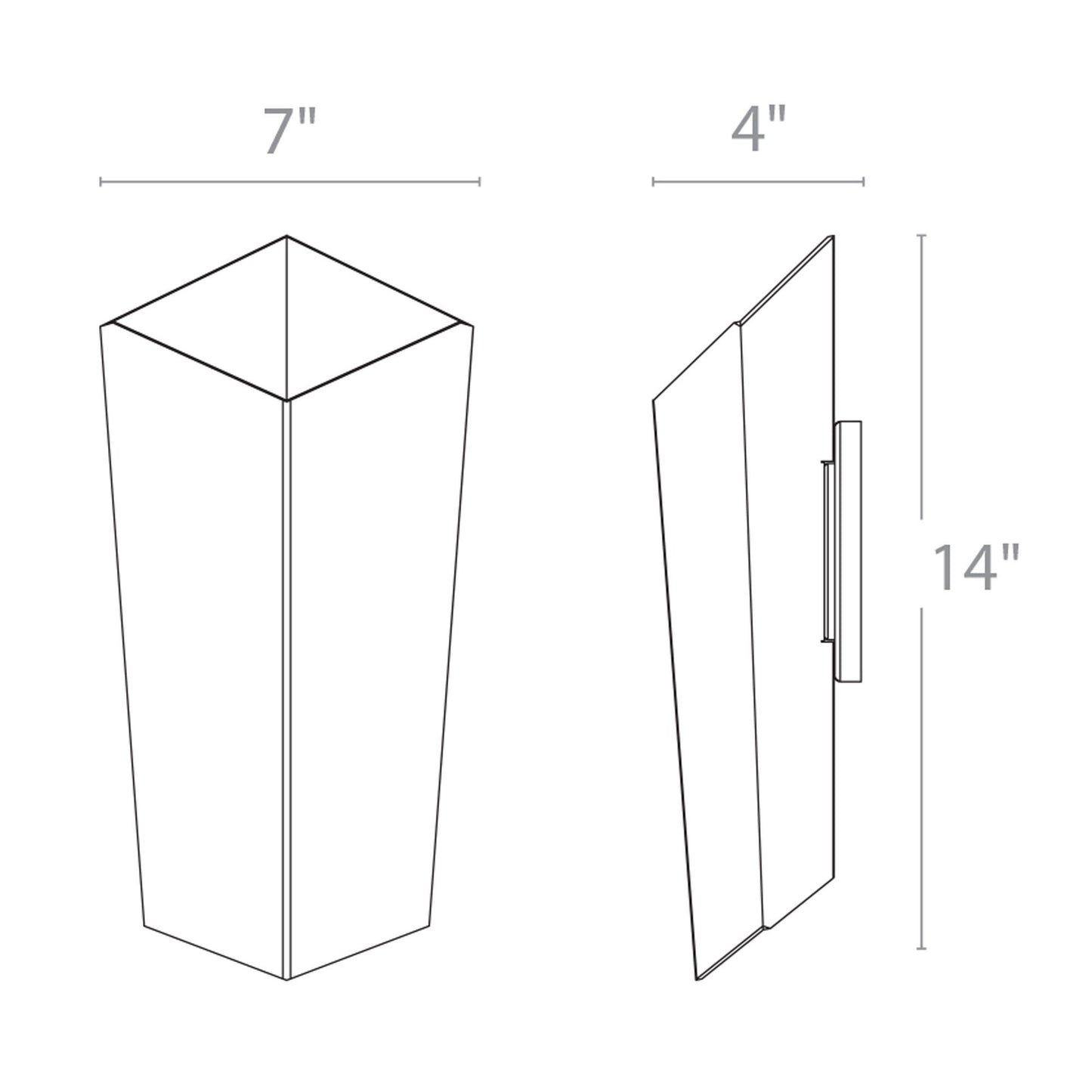 Dink LED Wall Light - line drawing.