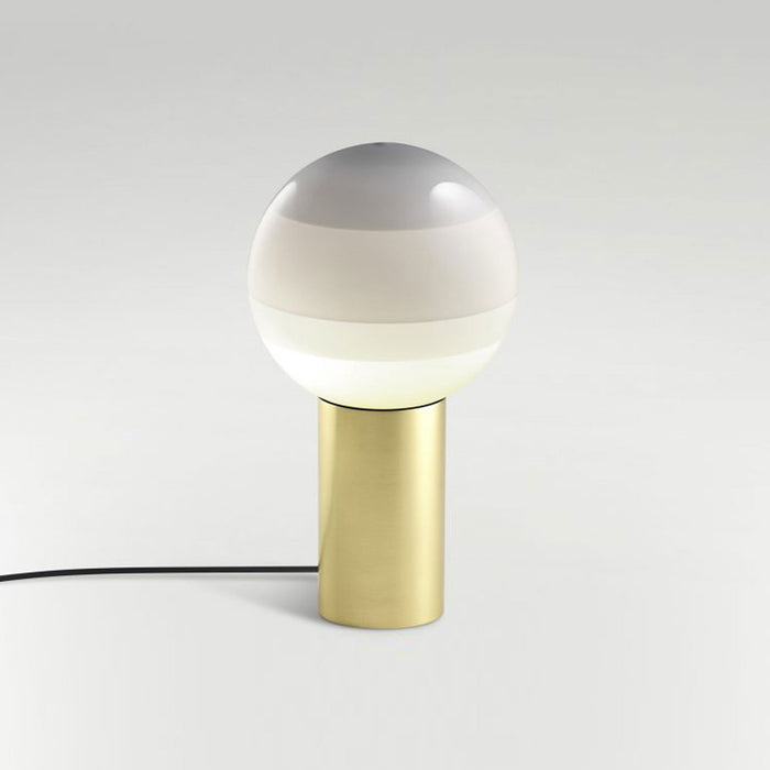 Dipping Light LED Table Lamp in Off White/Brushed Brass (Medium).