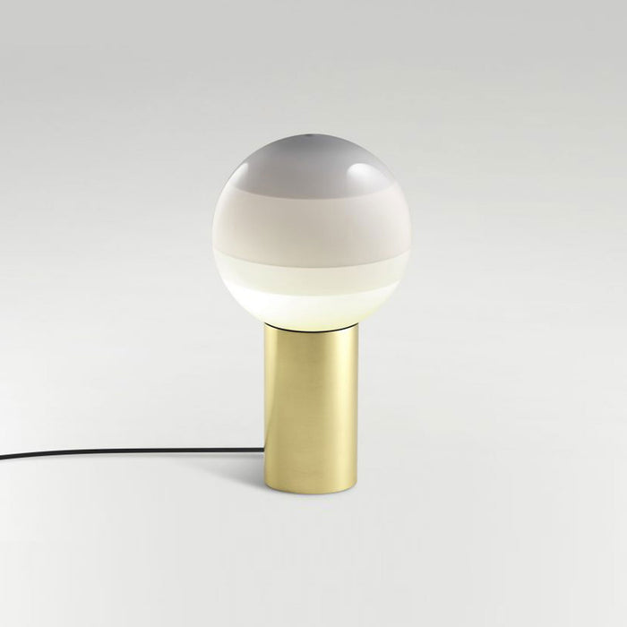 Dipping Light LED Table Lamp in Off White/Brushed Brass (Small).