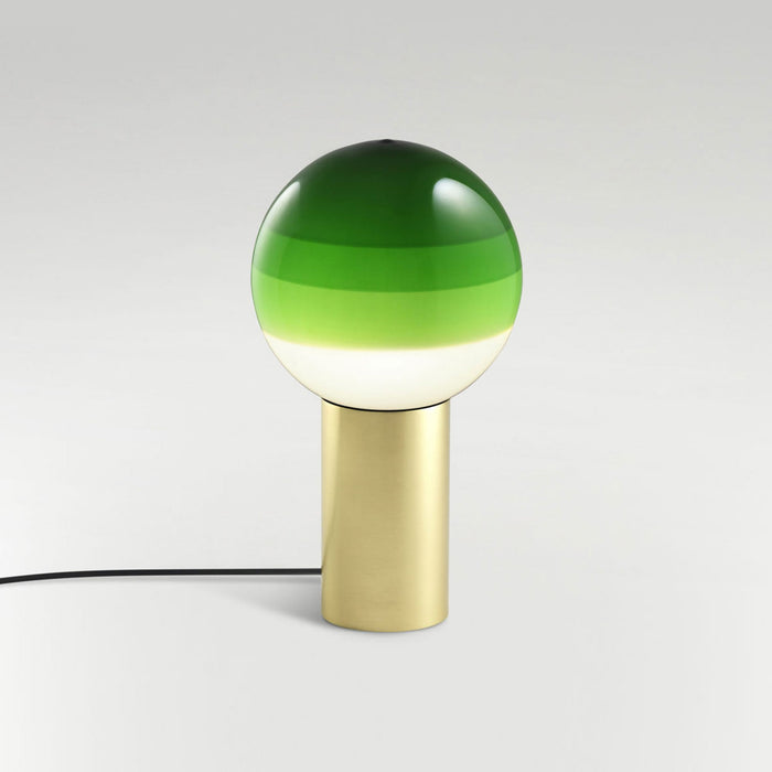 Dipping Light LED Table Lamp in Green/Brushed Brass (Medium).
