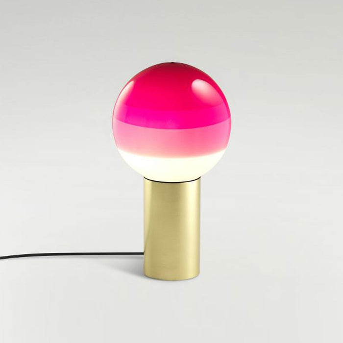Dipping Light LED Table Lamp in Pink/Brushed Brass (Medium).