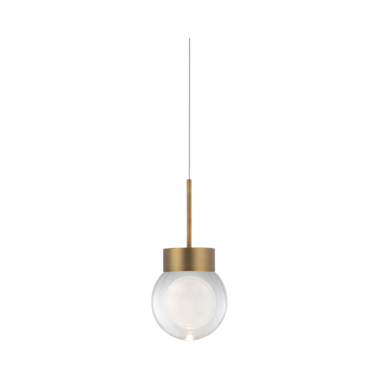 Double Bubble LED Pendant Light in Aged Brass.