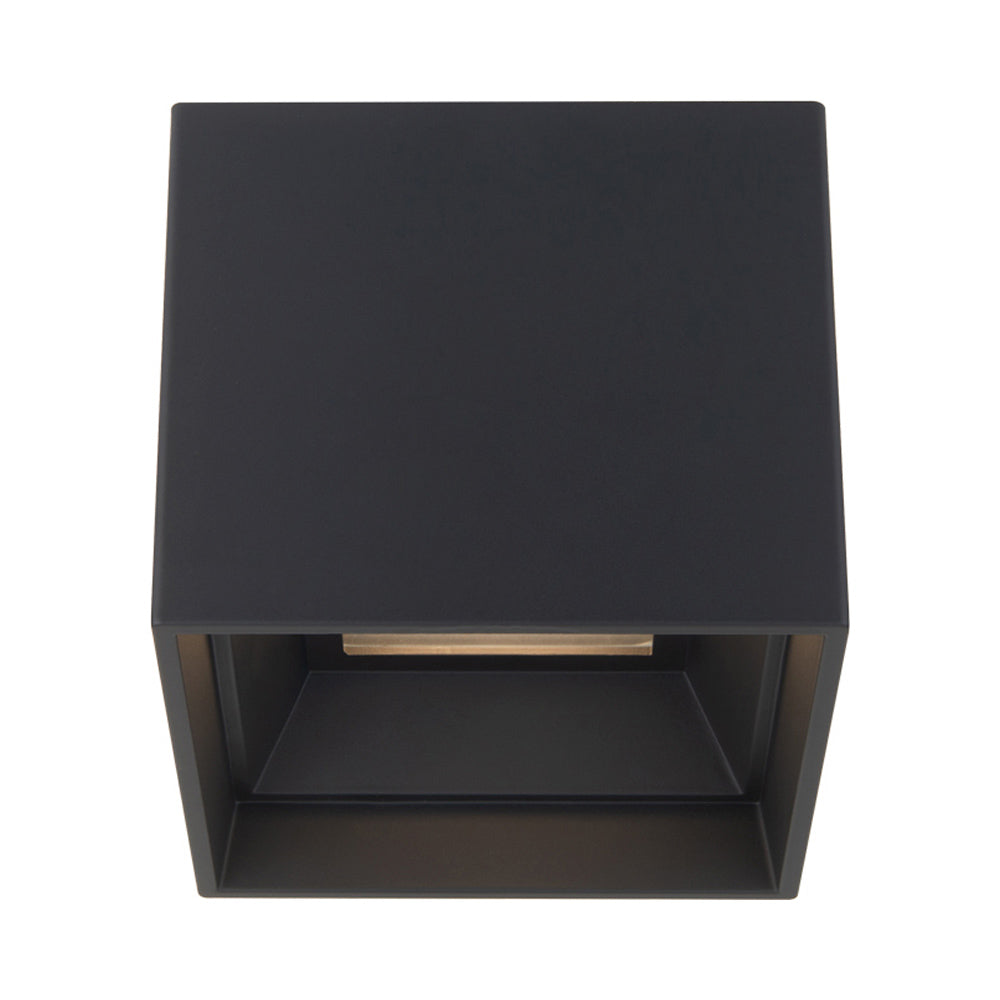 Downtown Outdoor LED Flush Mount Ceiling Light in Black (Square).