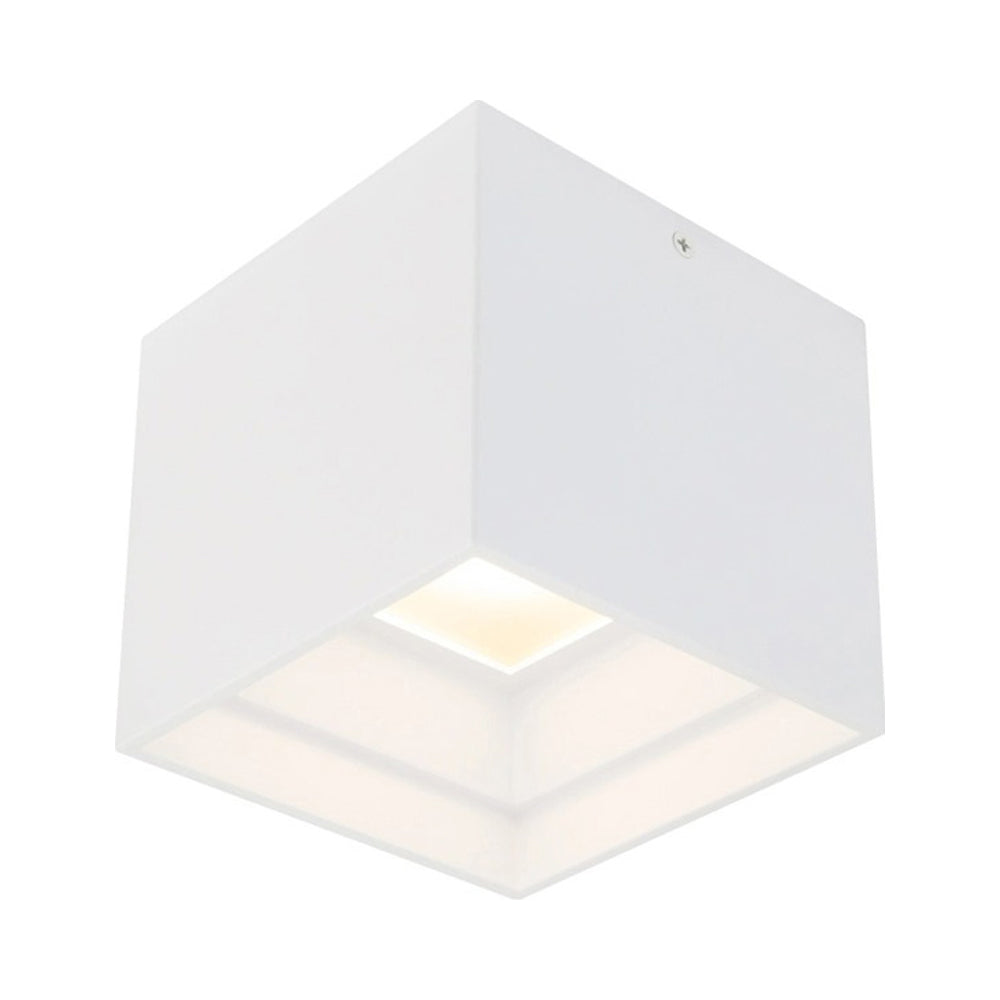Downtown Outdoor LED Flush Mount Ceiling Light in White (Square/5-Inch).