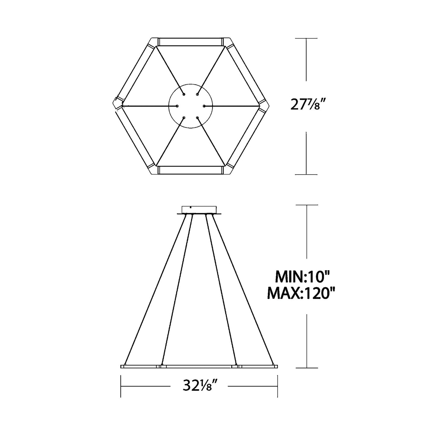LUNE LED Pendant Light - line drawing.