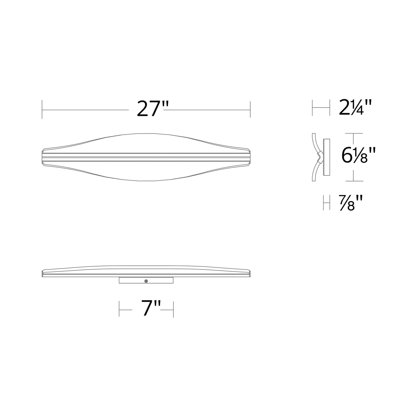 Vera LED Vanity Wall Light - line drawing.