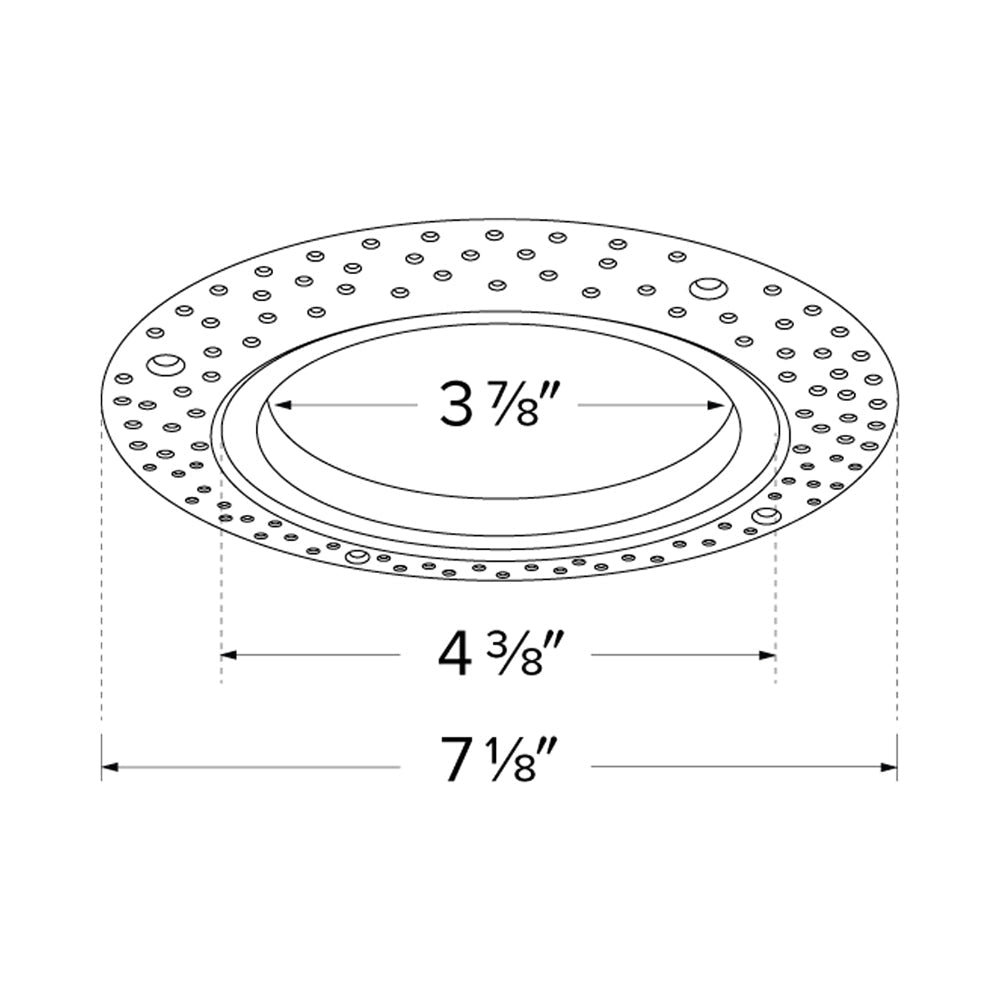 3" Round Flush Mount Trim Adaptor - line drawing.