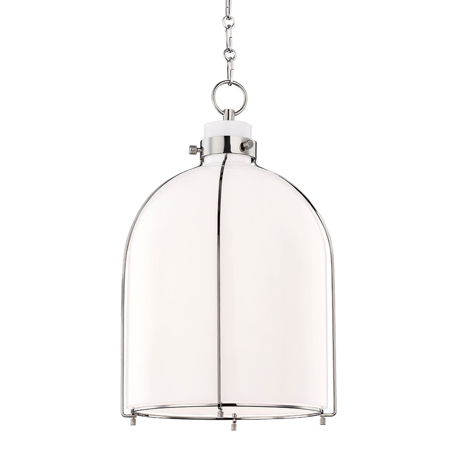 Eldridge B Pendant Light in Polished Nickel.