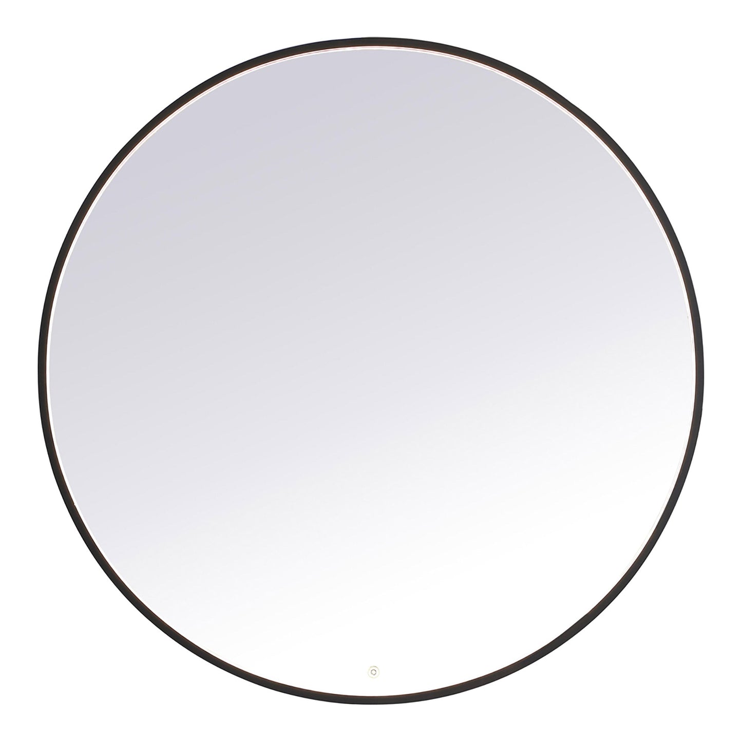Pier LED Round Mirror Wall Light in Black (48-Inch Round).