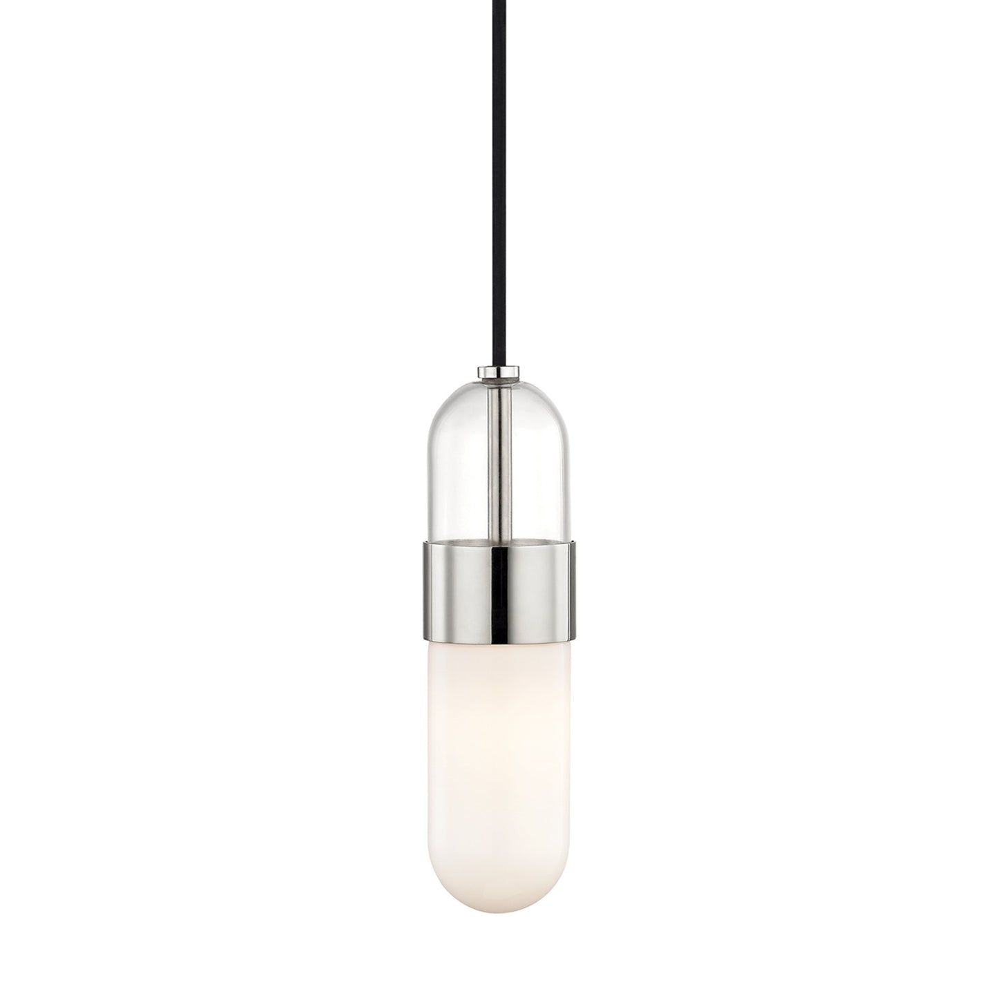 Emilia Pendant Light in Polished Nickel.