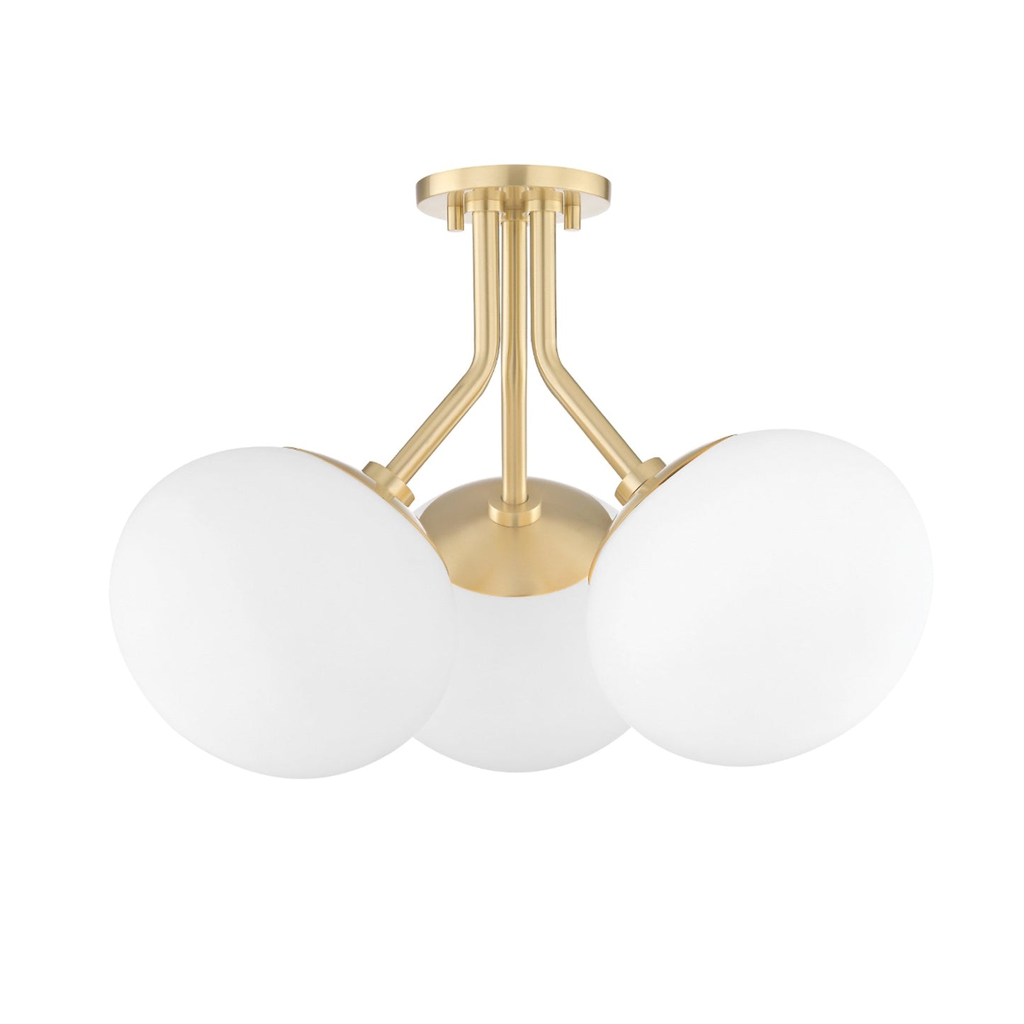 Estee 3-Light Semi-Flush Mount Ceiling Light in Aged Brass.