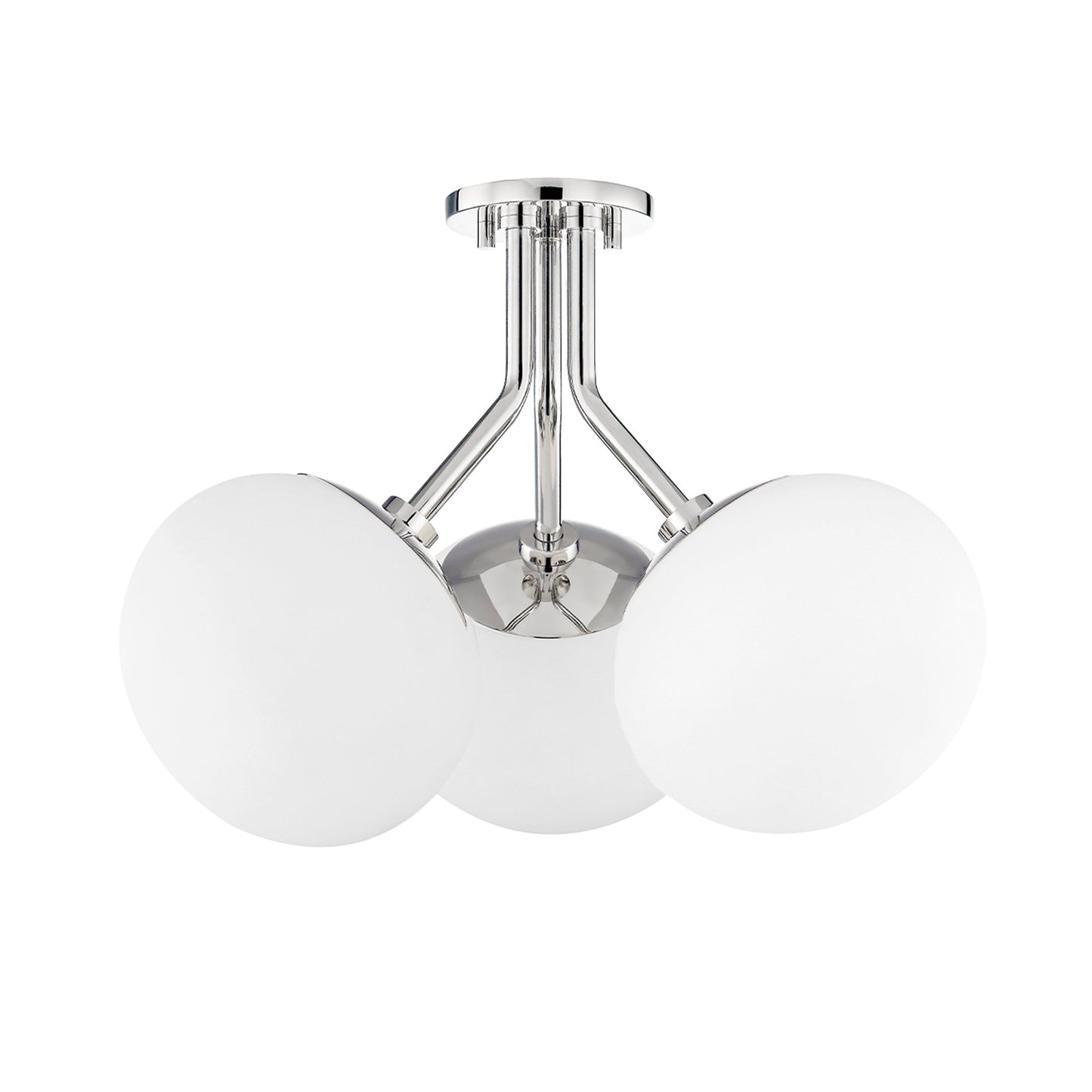 Estee 3-Light Semi-Flush Mount Ceiling Light in Polished Nickel.