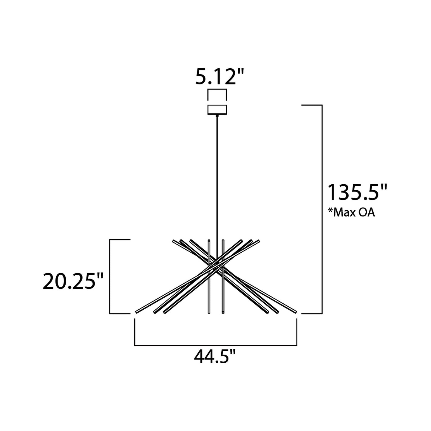 Alumilux Aster LED Multi Light Pendant Light - line drawing.