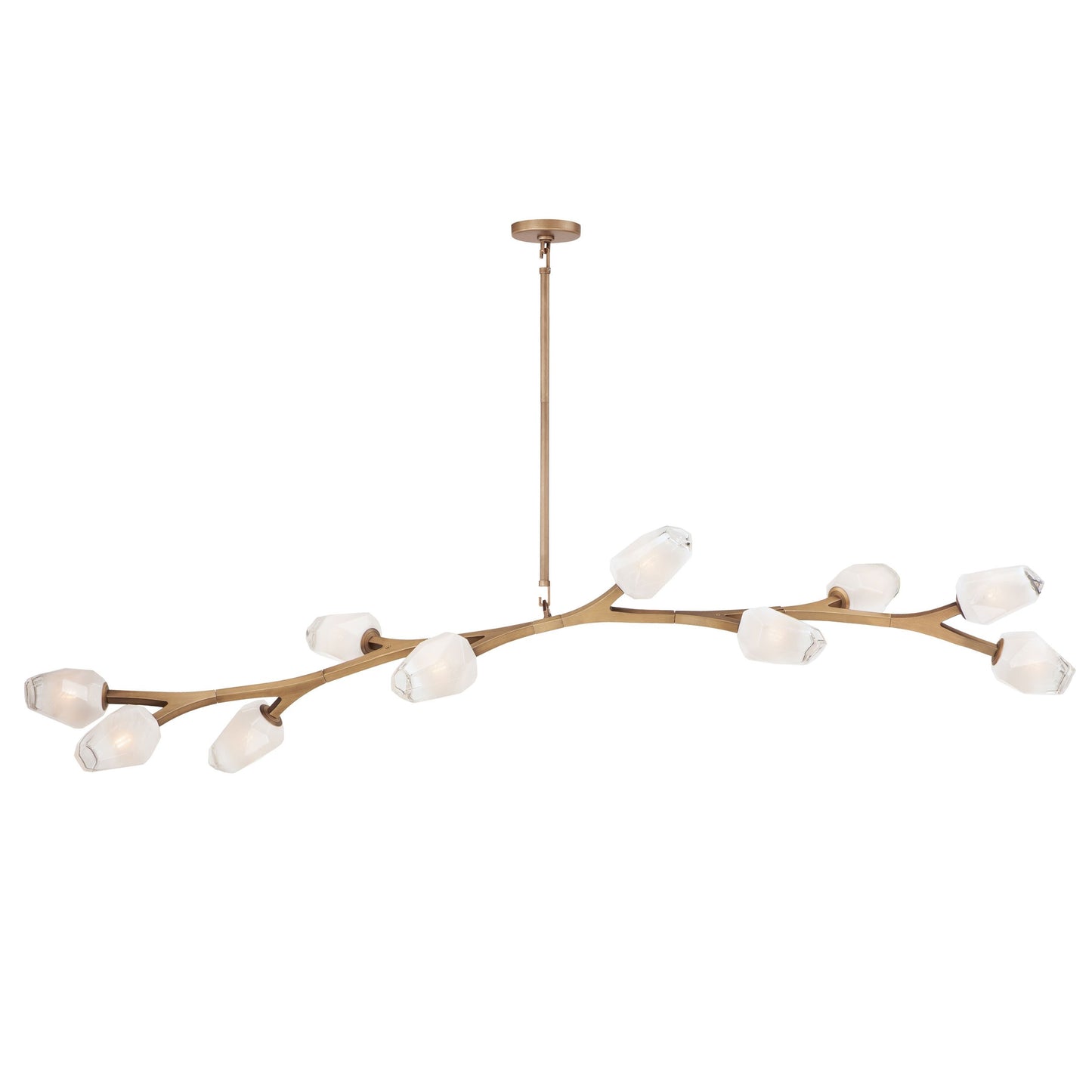 Blossom Linear Pendant Light in Natural Aged Brass (10-Light).
