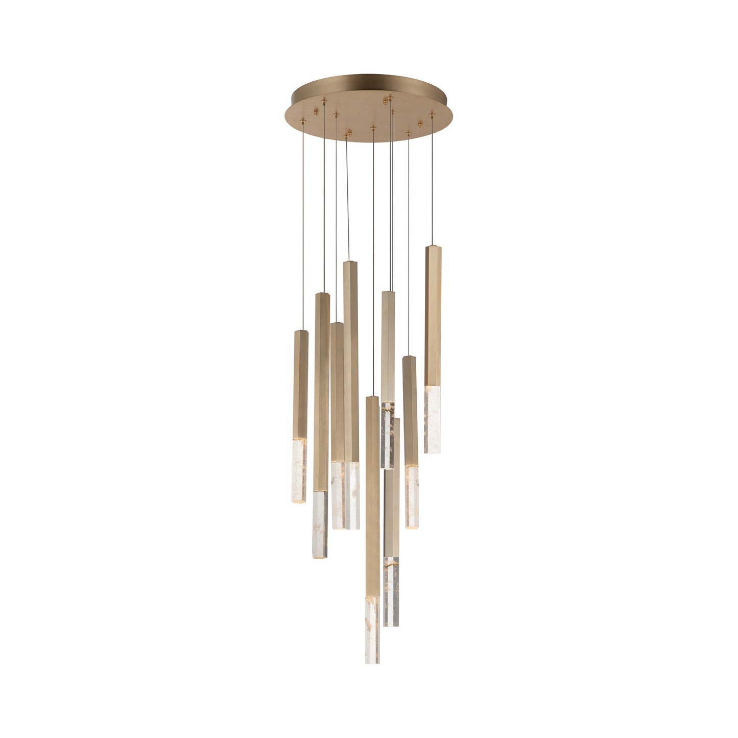 Diaphane LED Multi Light Pendant Light in Gold (9-Light).
