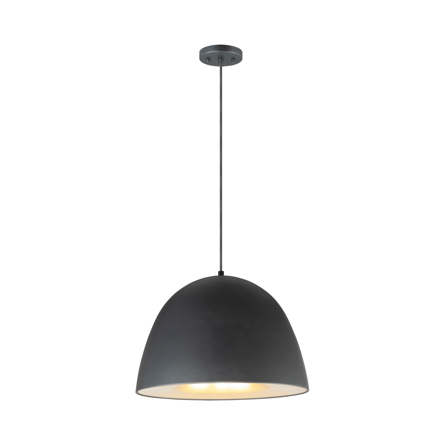 Fungo LED Pendant Light in Large/Black/Satin Brass.