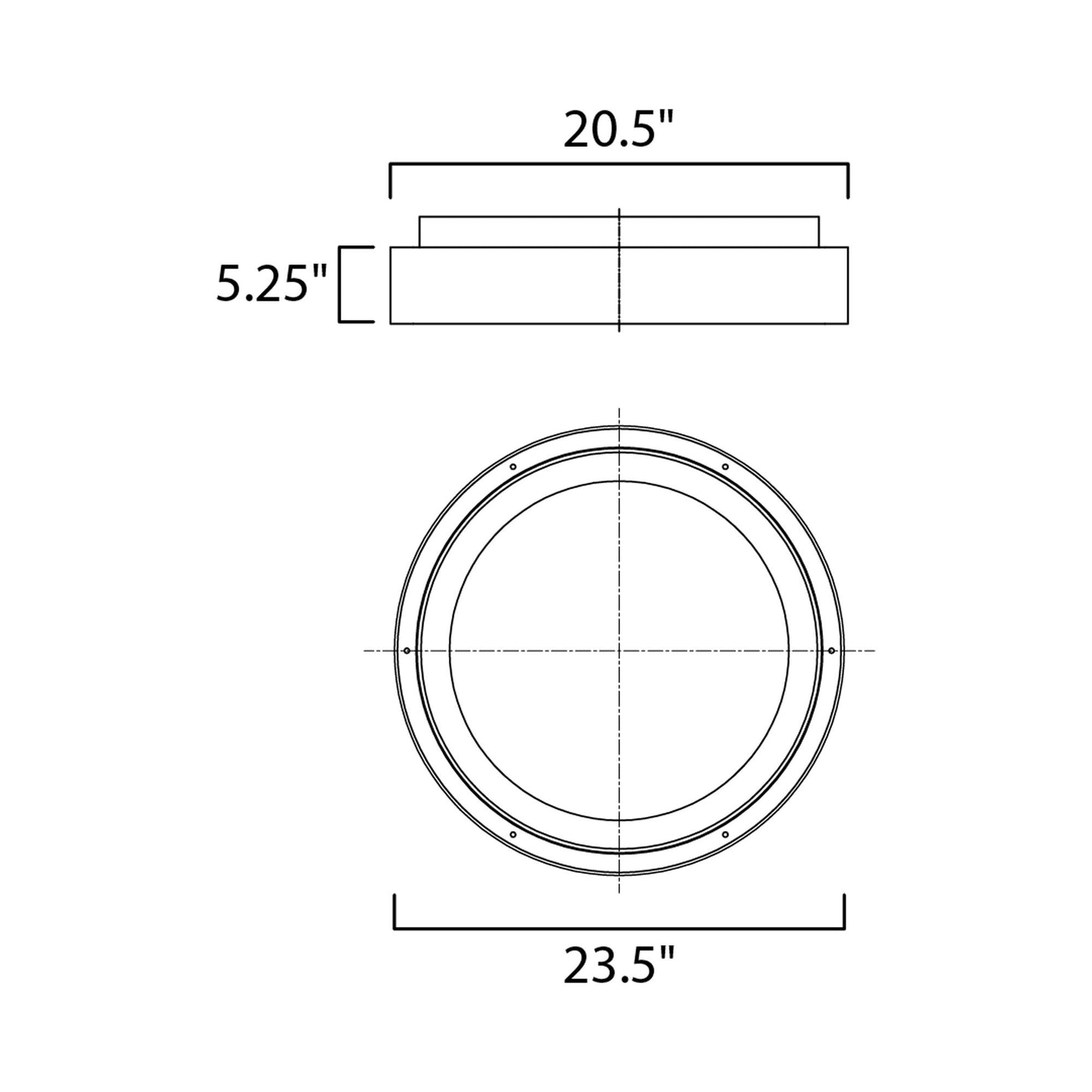 iCorona LED Flush Mount Smart Ceiling Light - line drawing.