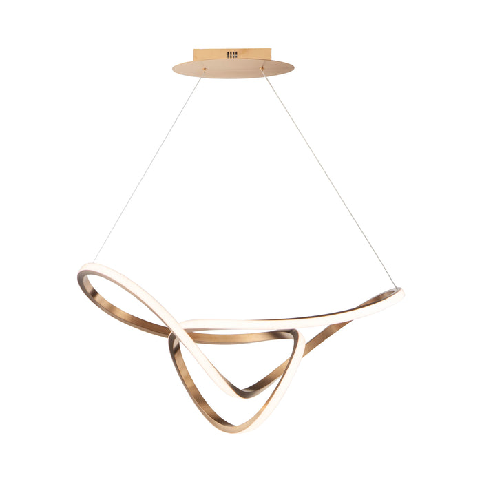 Perpetual LED Pendant Light in Brushed Champagne (32-Inch).
