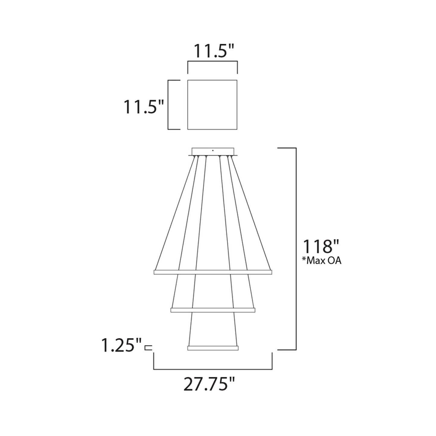 Quad Pendant Light - line drawing.
