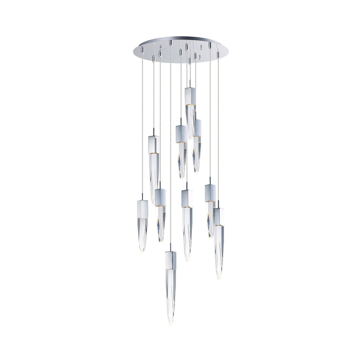 Quartz LED Multi-Light Pendant Light in Black (10-Light).