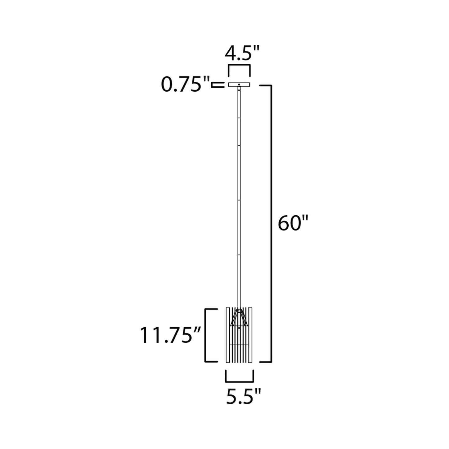 Rampart Outdoor LED Pendant Light - line drawing.