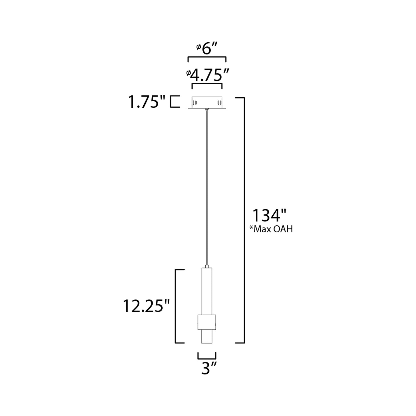 Reveal LED Pendant Light - line drawing.