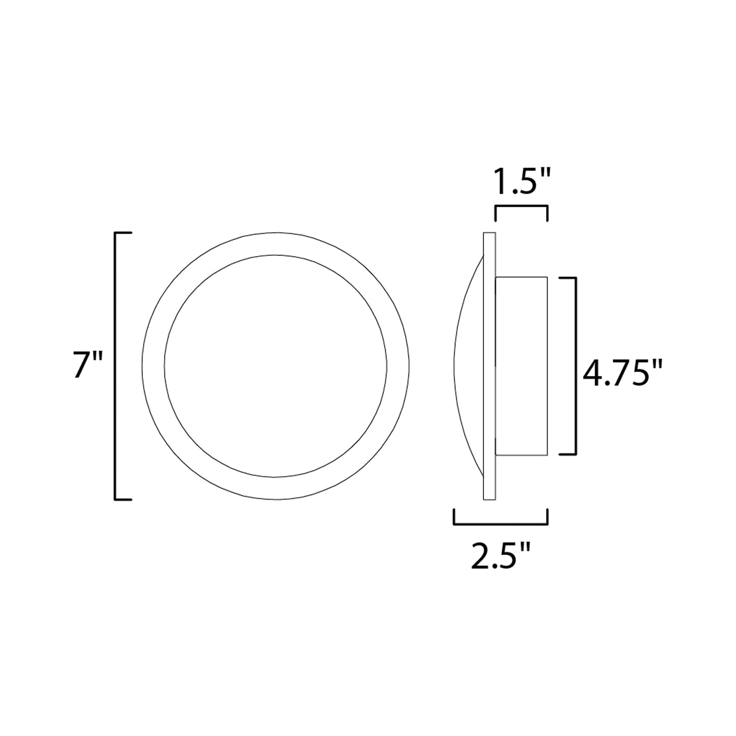 Saucer LED Wall Light - line drawing.