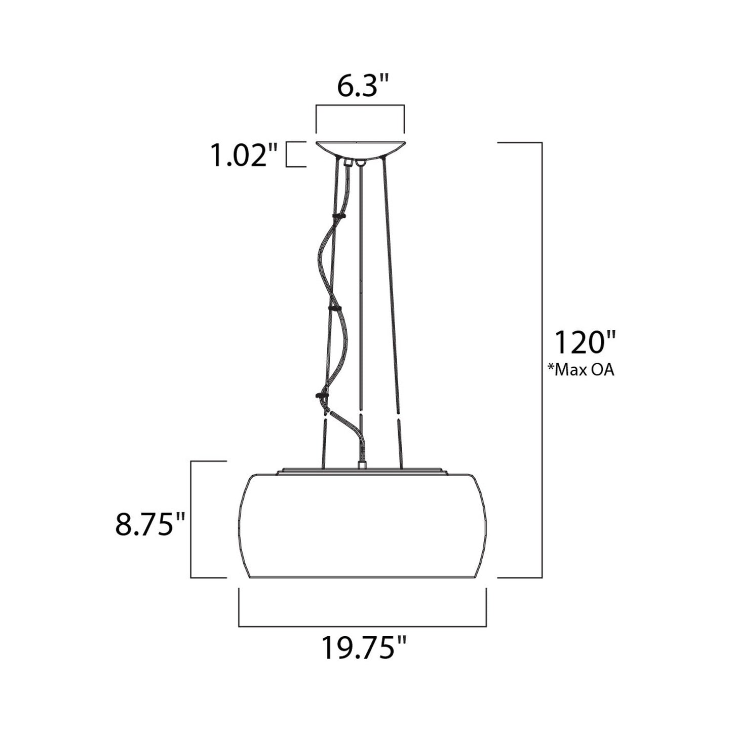 Sense Pendant Light - line drawing.