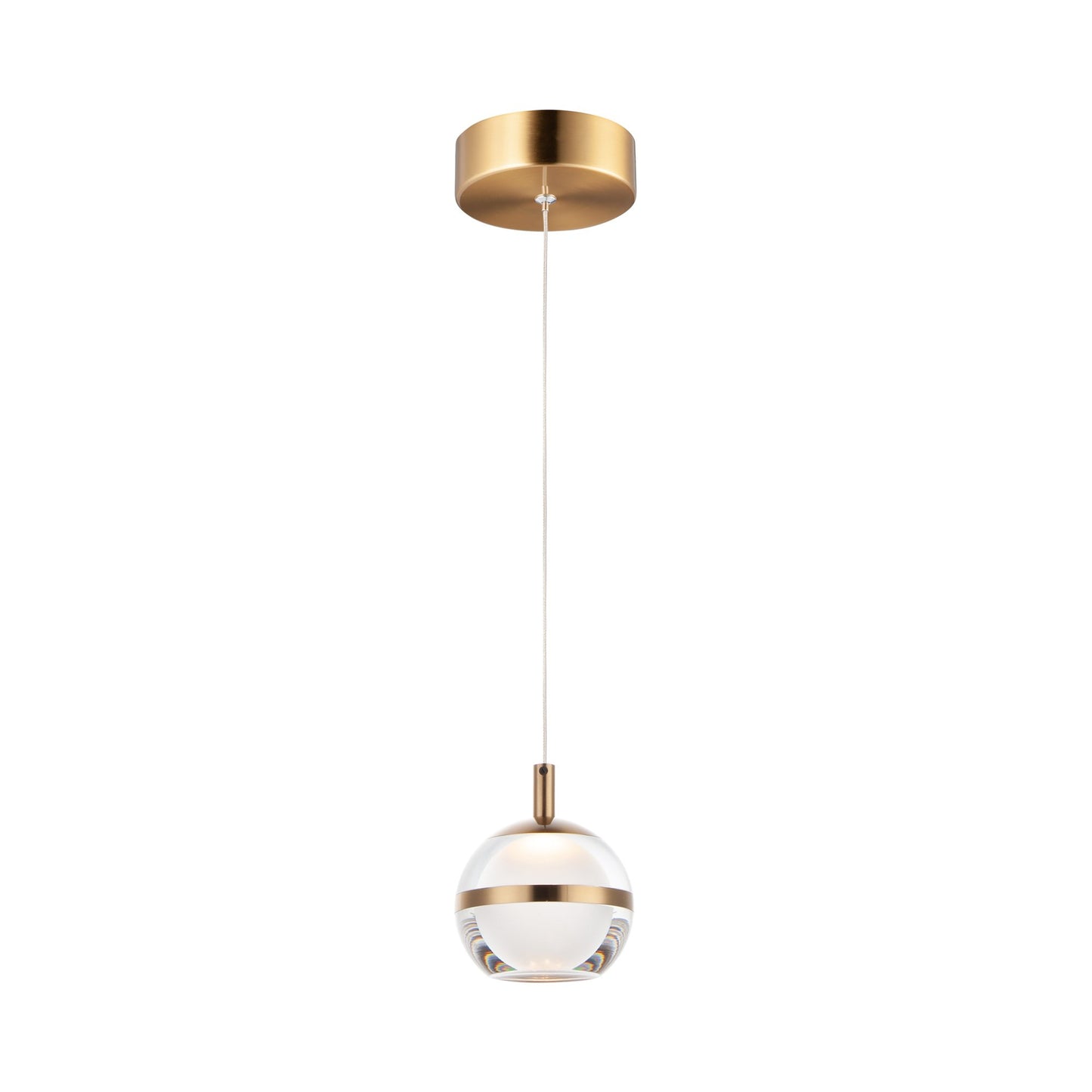 Swank LED Mini Pendant Light in Natural Aged Brass.
