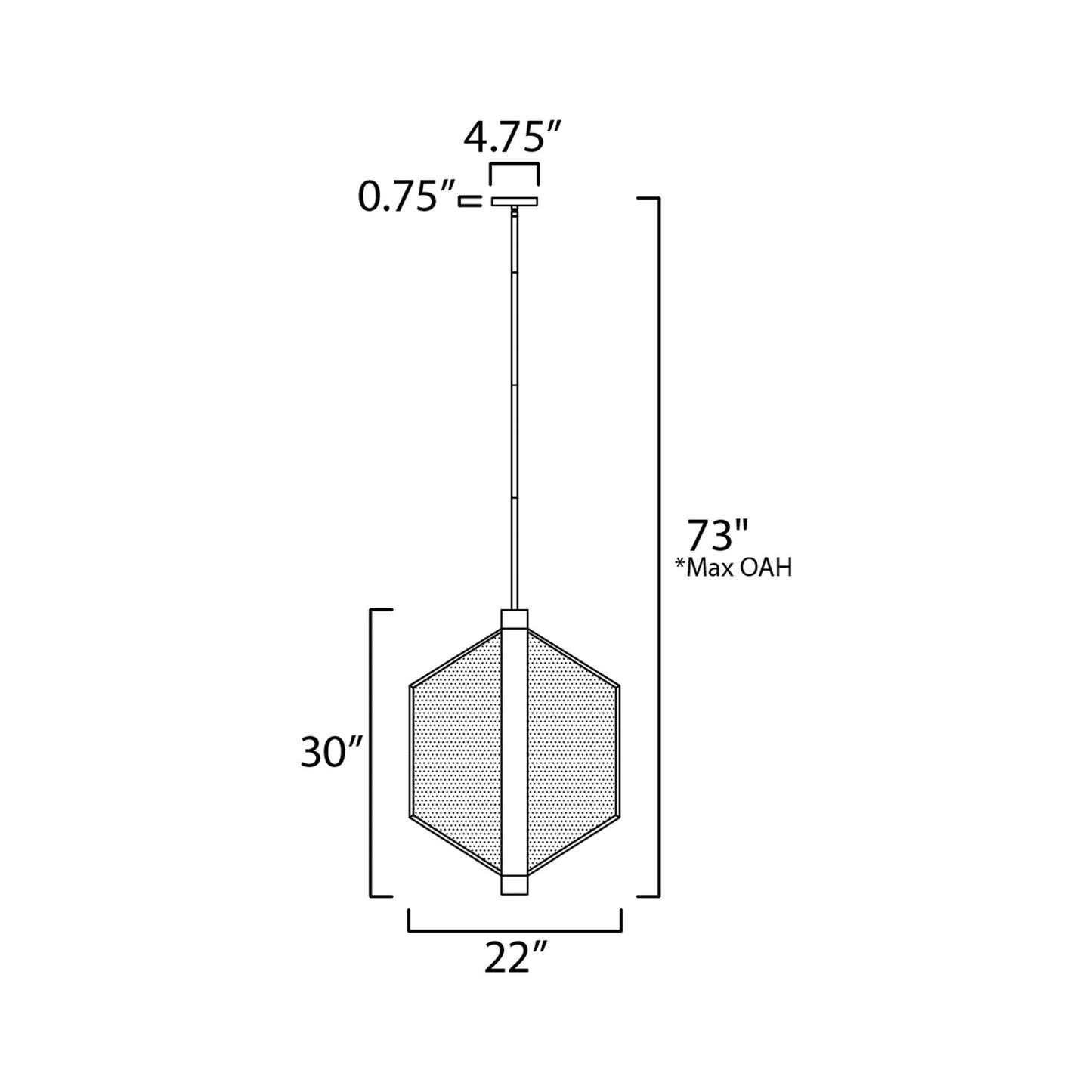 Telstar LED Pendant Light - line drawing.