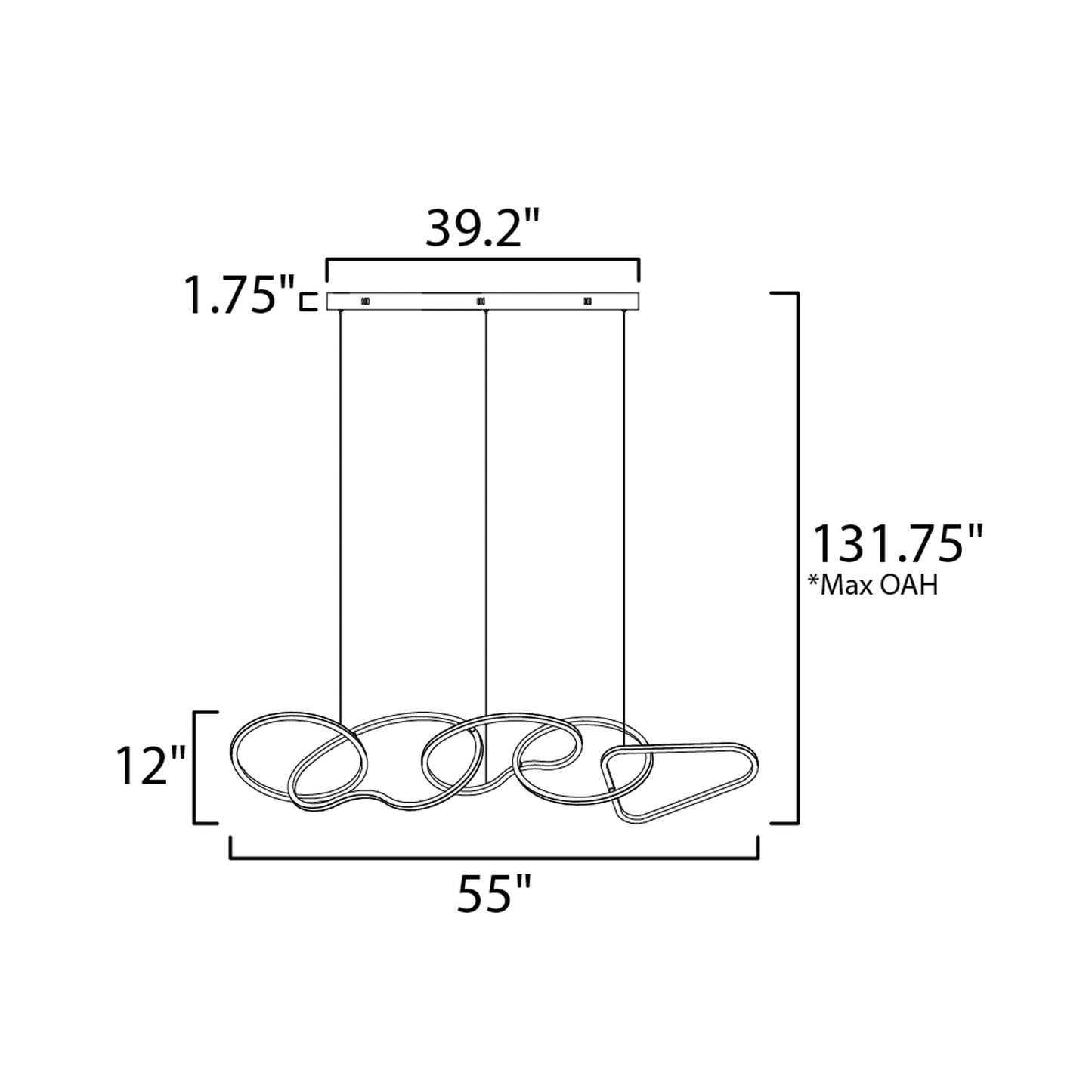 Unity LED Linear Pendant Light - line drawing.