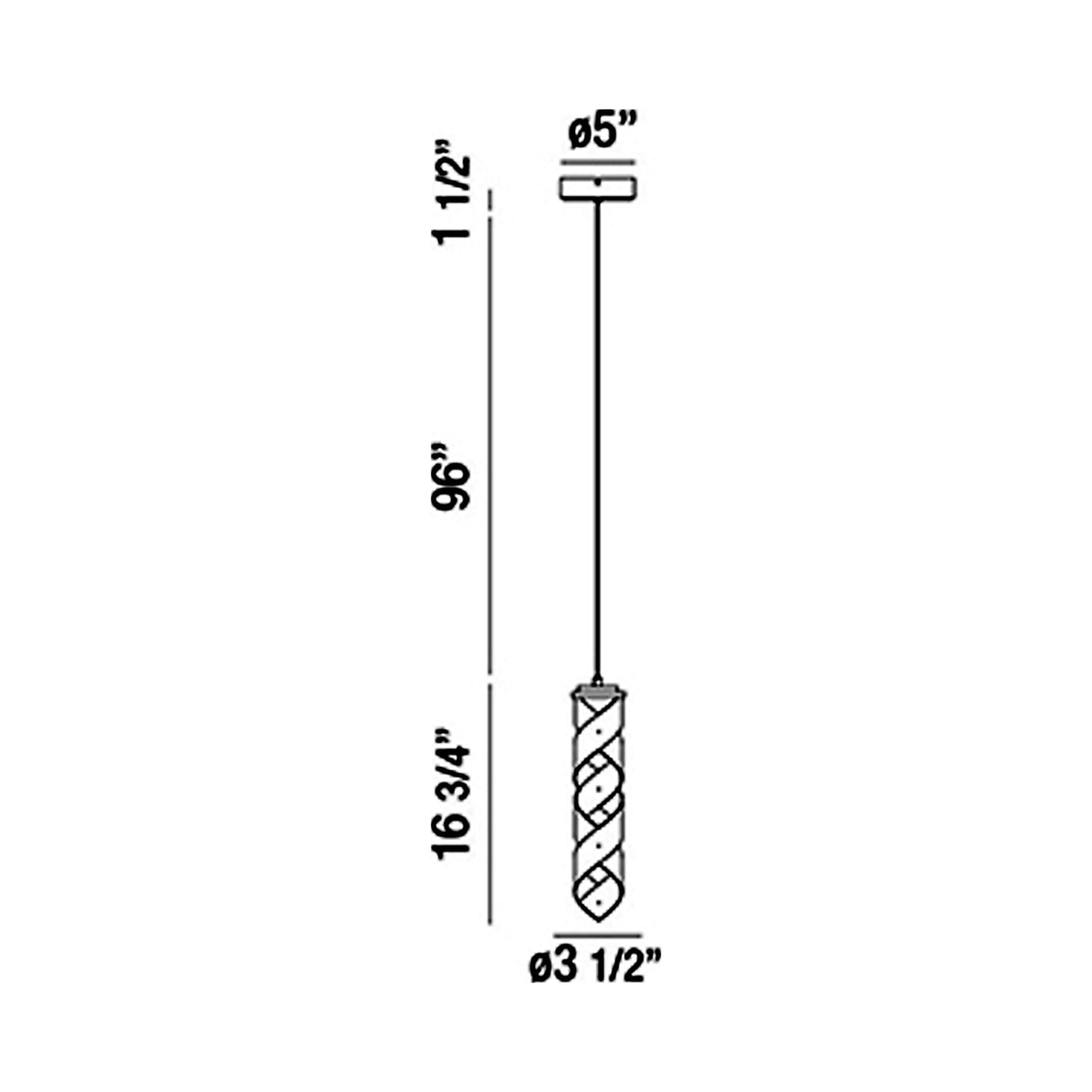 Banderia LED Pendant Light - line drawing.