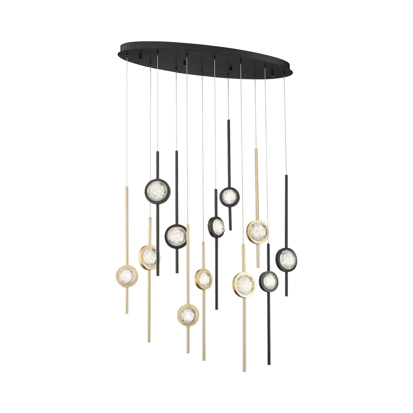 Barletta Oval LED Multi Light Pendant Light in Black/Brass.