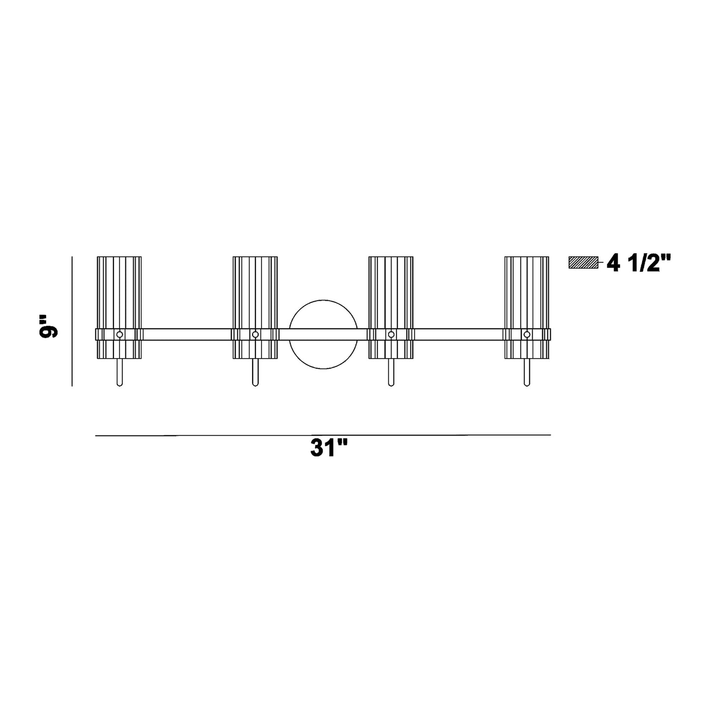 Brook Vanity Wall Light - line drawing.