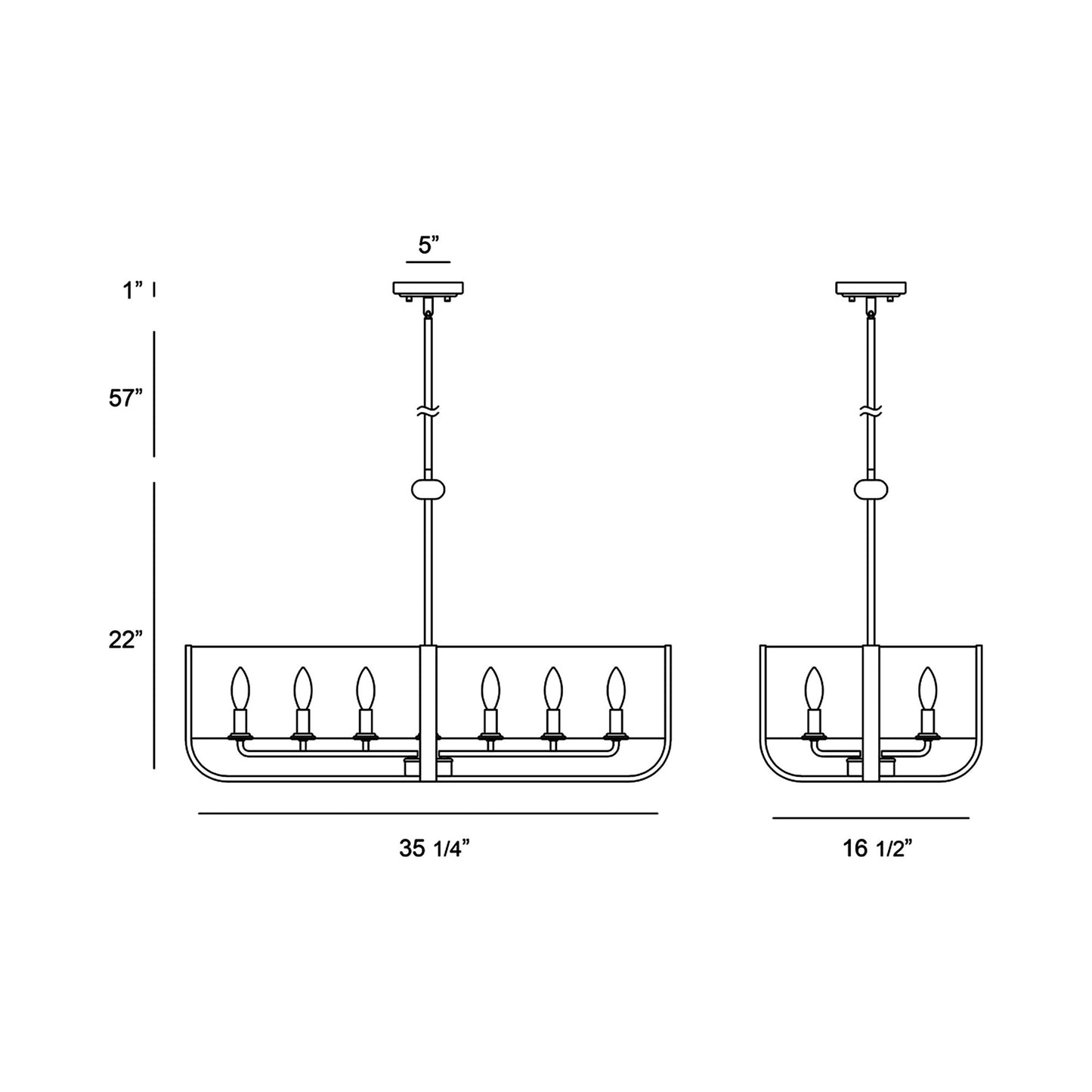 Campisi Oval Chandelier - line drawing.
