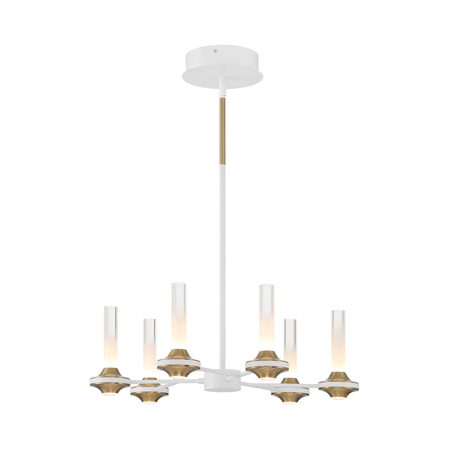 Torcia LED Chandelier in White/Gold.