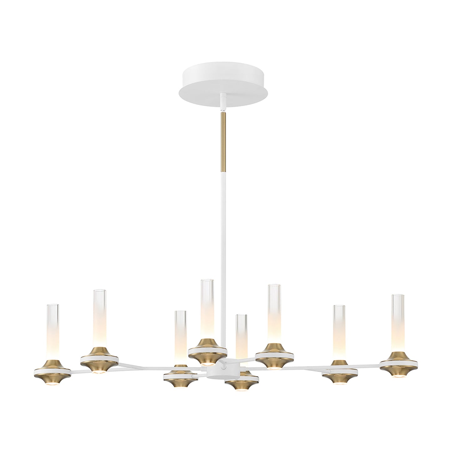 Torcia LED Linear Pendant Light in White/Gold (8-Light).