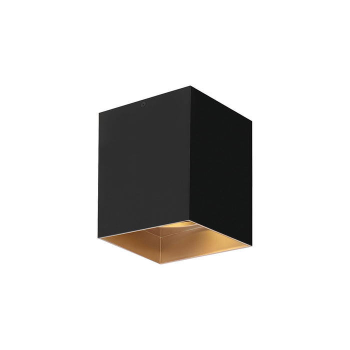 Exo LED Flush Mount Ceiling Light in Matte Black/Gold Haze (Small).