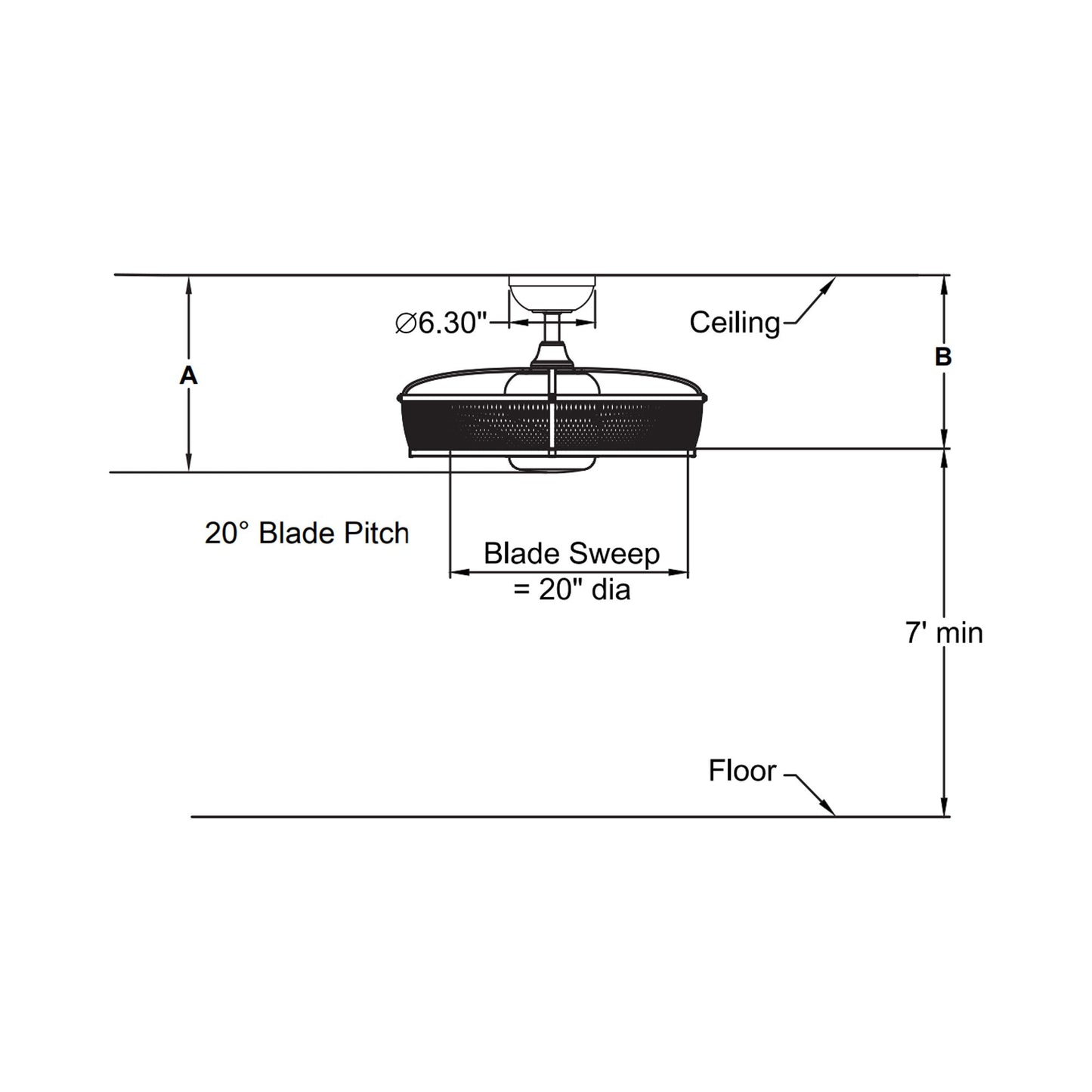 Henry Indoor / Outdoor LED Ceiling Fan - line drawing.