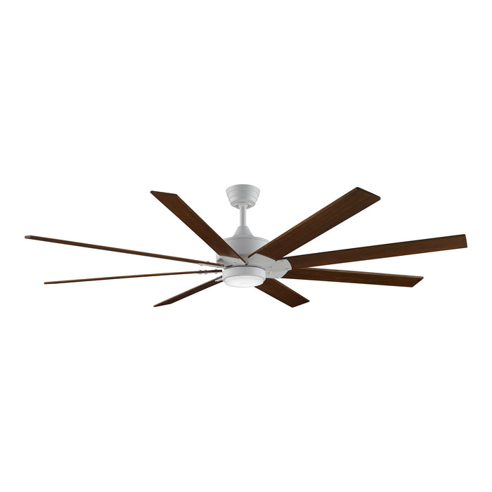 Levon Custom LED Ceiling Fan in Matte White/Dark Walnut (72-Inch).