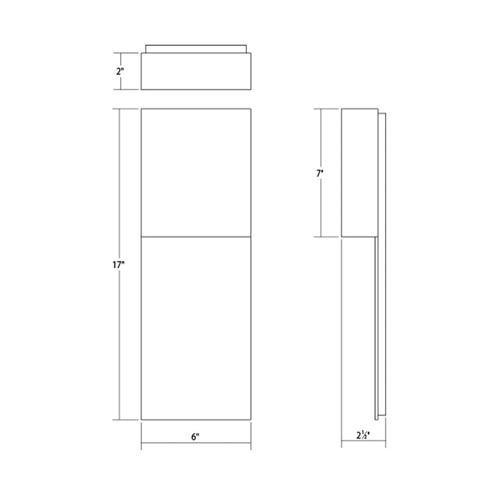 Flat Box™ Panel Outdoor LED Wall Light - line drawing.