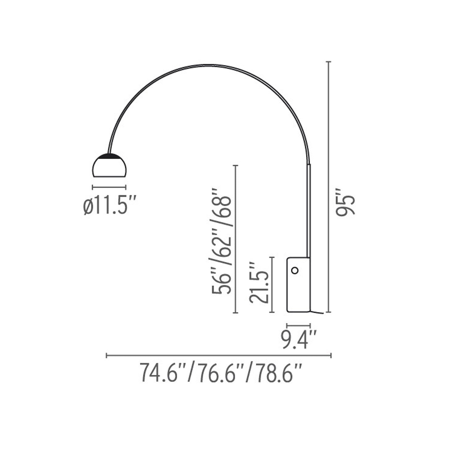 Arco K Limited Edition Floor Lamp - line drawing.
