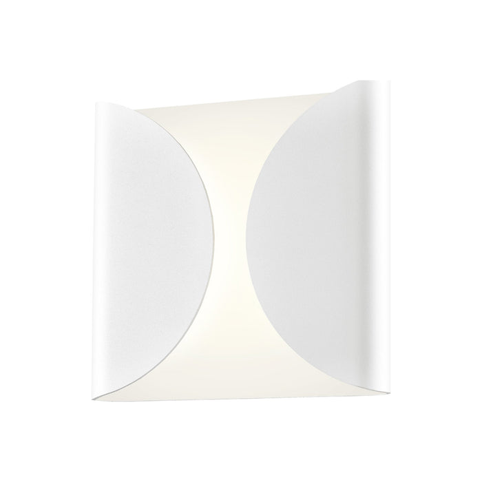 Folds Outdoor LED Wall Light in Small/Textured White.