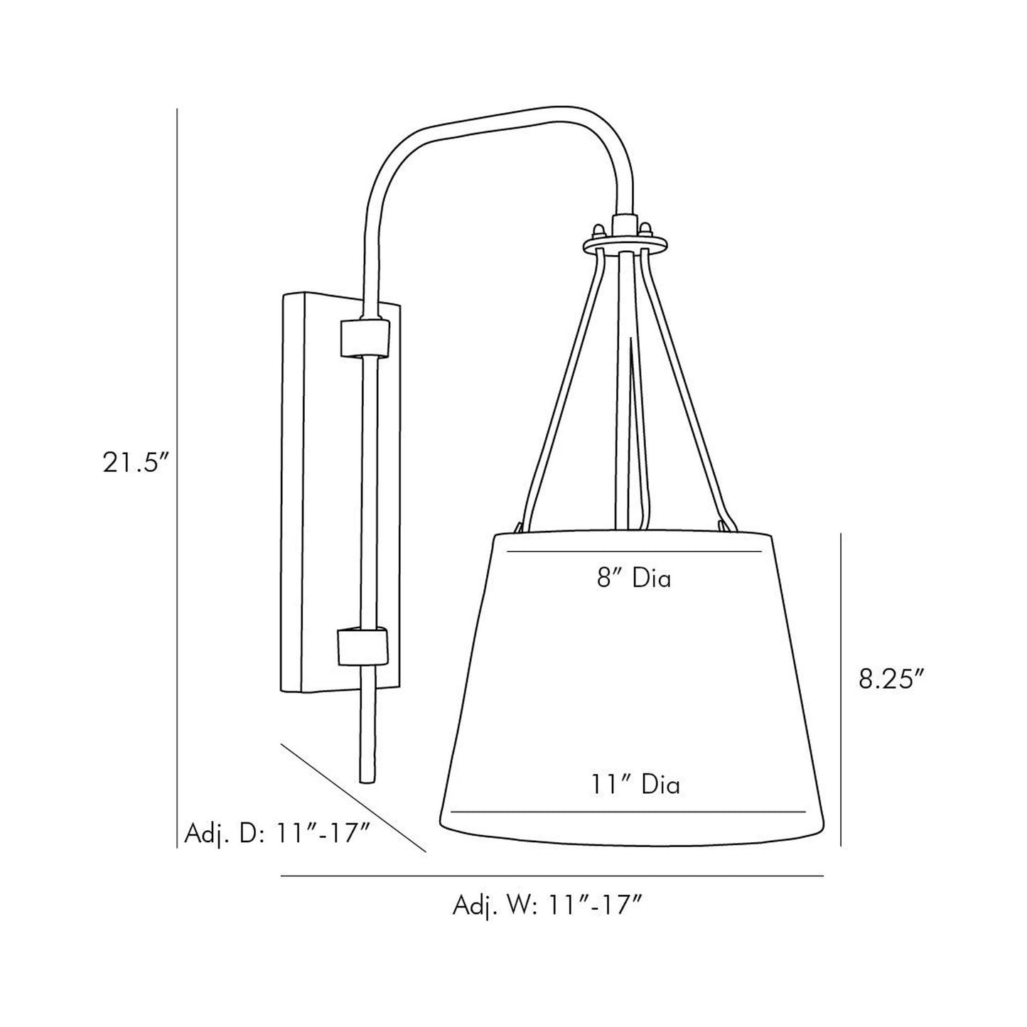 Franklin Wall Light - line drawing.