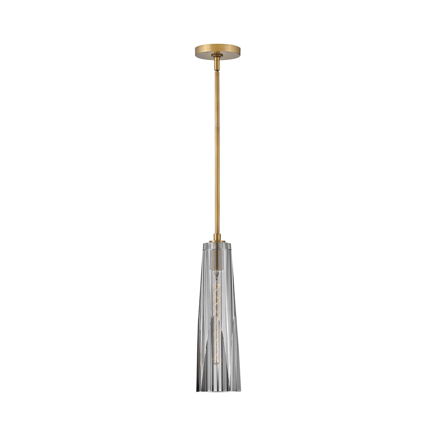 Cosette Pendant Light in Heritage Brass/Smoked Glass.